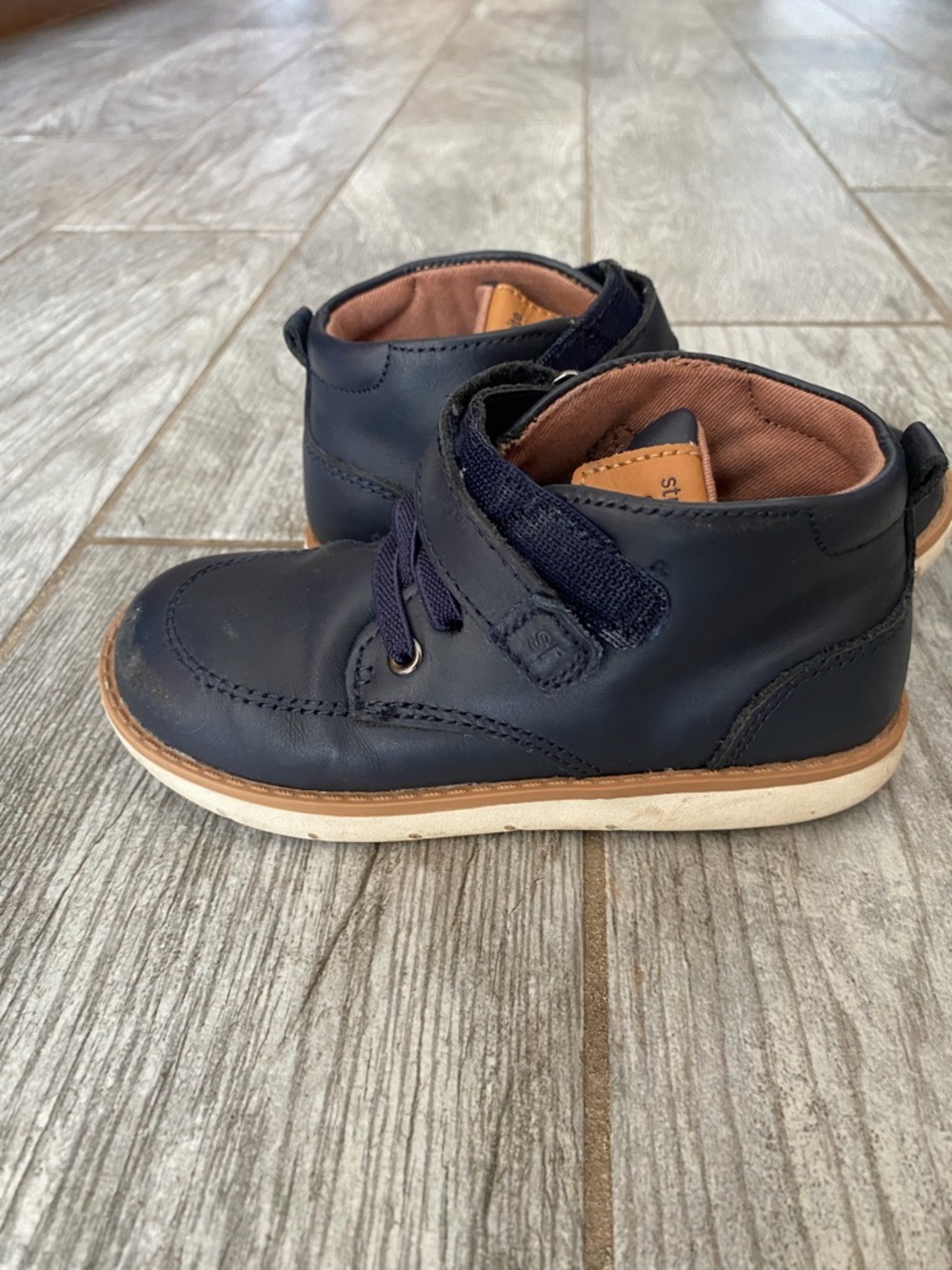 Stride Rite Quinn Navy Leather Toddler Boots